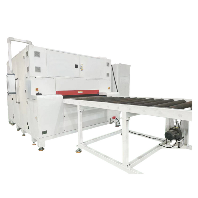 Deburring machine for grinding deburring and edge rounding of punched laser and high definition plasma cut parts in one single pass