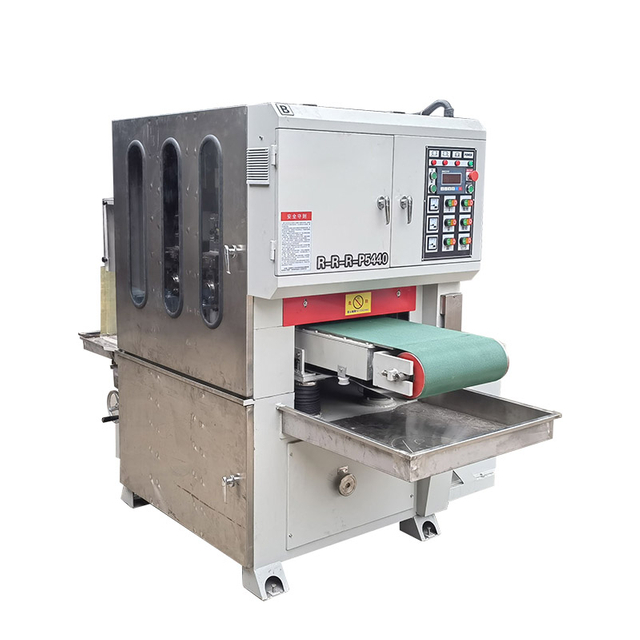 Four-Station Deburring, Edge Rounding & Polishing Machine with Three Sanding Belts & Nylon Fiber Wheel